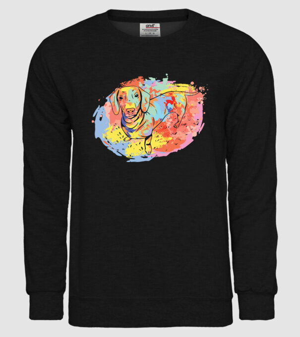 Teckel colorat model negru pe tricou