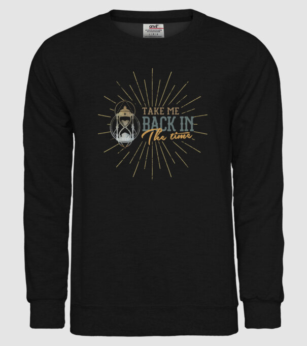 Take me back in the time model negru pe tricou