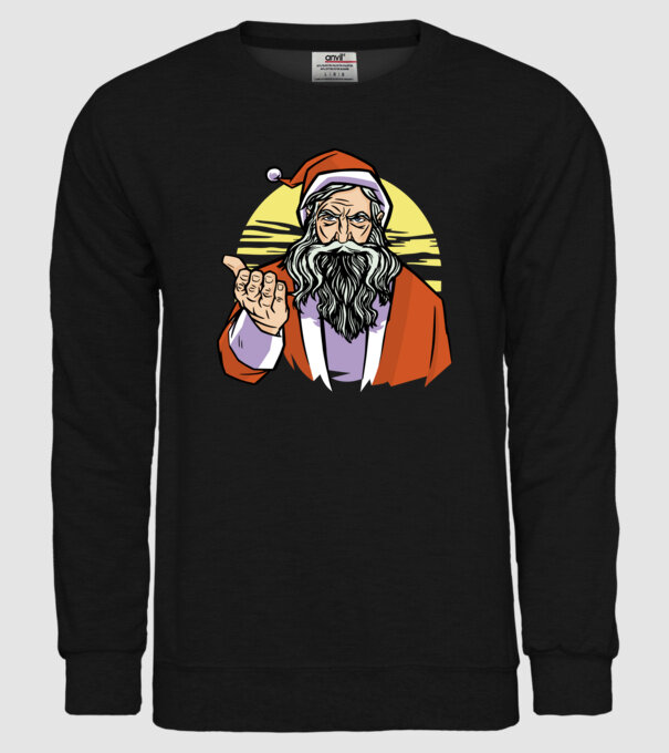 Moș Crăciun model negru pe tricou