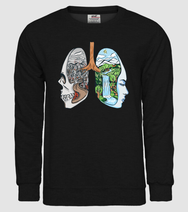 Natură Plămâni imagine model negru pe tricou