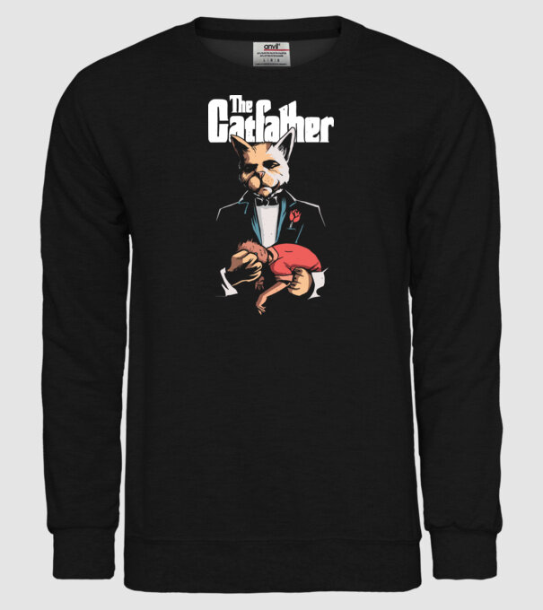 The Catfather model negru pe tricou