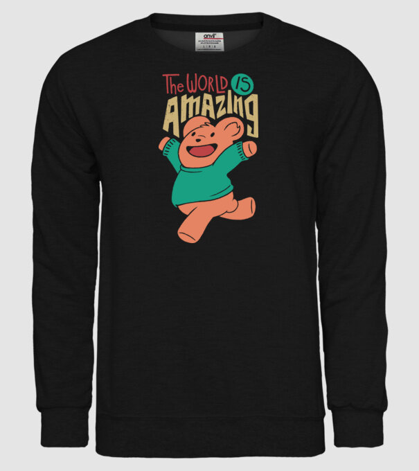 The world is amazing ursuleț Teddy model negru pe tricou