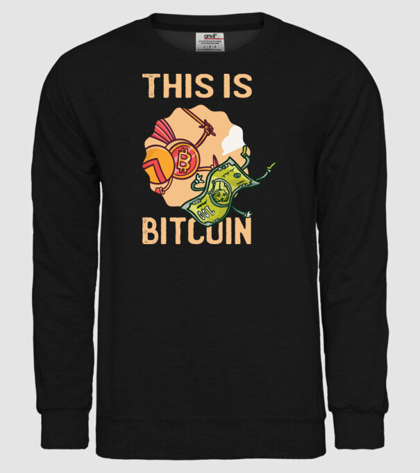 This is Bitcoin model negru pe tricou