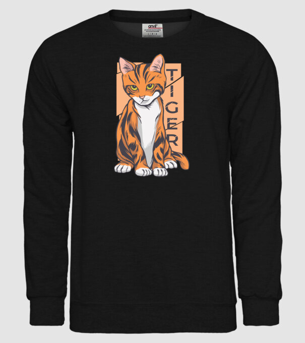 Pisică Tigru model negru pe tricou