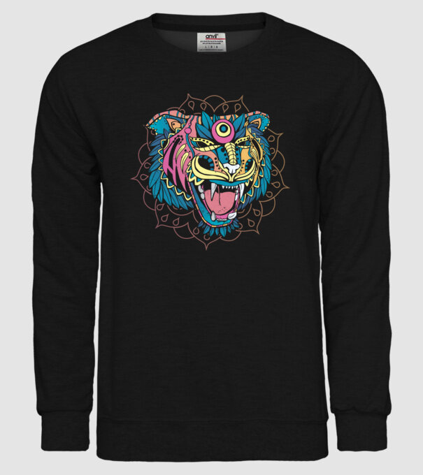 Tigru Mandala model negru pe tricou