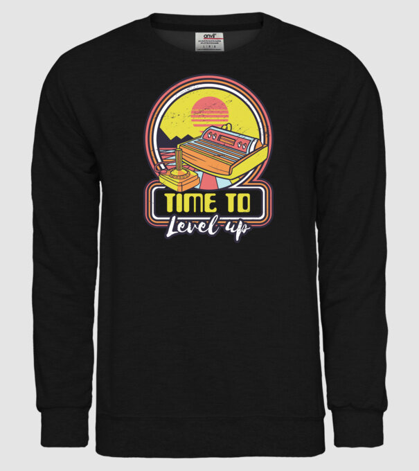 Time to Level Up model negru pe tricou