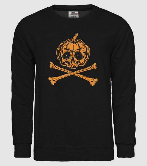 Dovleac craniu Halloween model negru pe tricou