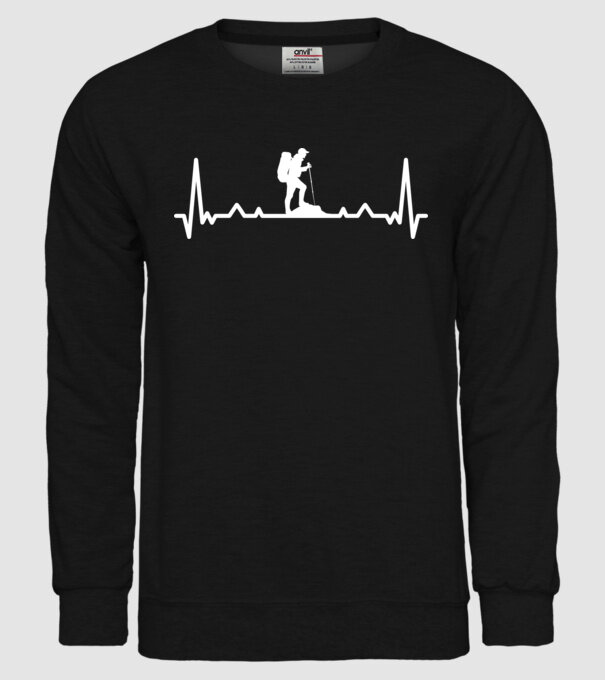 Drumeții Ritm cardiac ECG model negru pe tricou