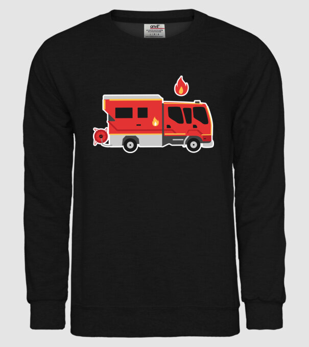 Mașină de pompieri model negru pe tricou