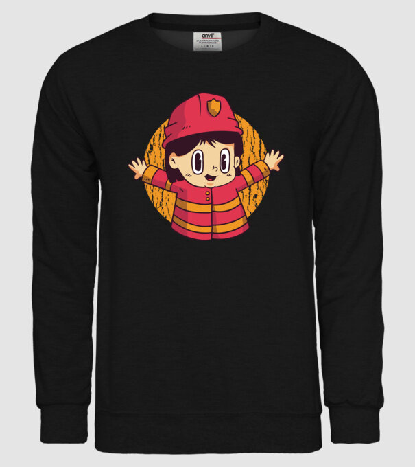 Pompier copil model negru pe tricou