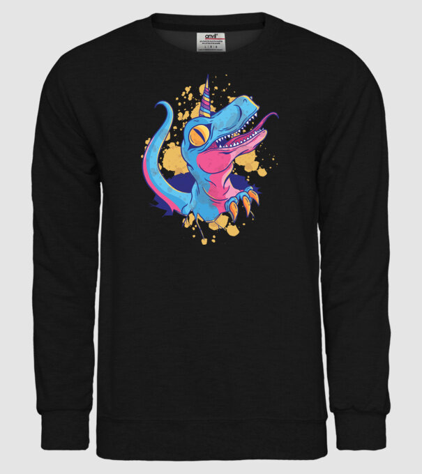 Unicornsaurus - Dinozaur Unicorn model negru pe tricou