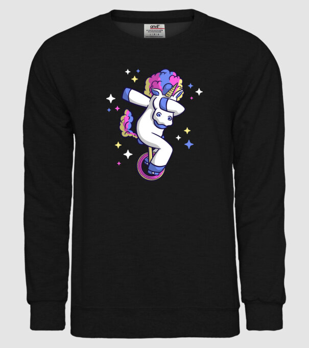 Unicorn pe monociclu model negru pe tricou
