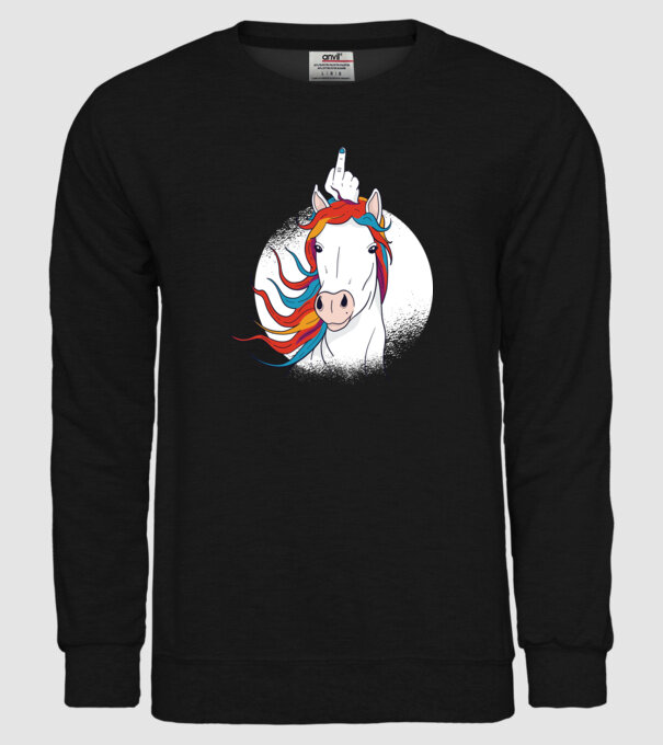 Unicorn Fuck Off model negru pe tricou