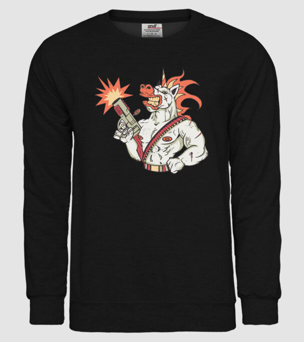 Unicorn Războinic model negru pe tricou