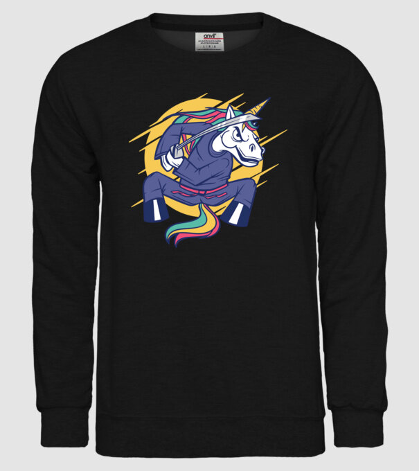 Unicorn Ninja model negru pe tricou