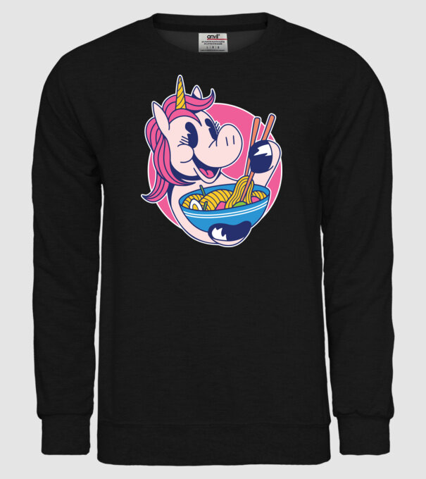 Unicorn Ramen model negru pe tricou