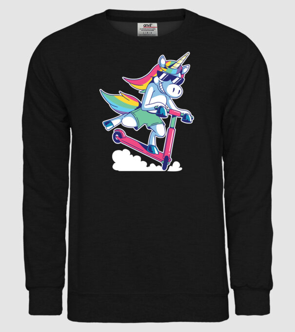 Unicorn cu trotinetă tricou amuzant model negru pe tricou