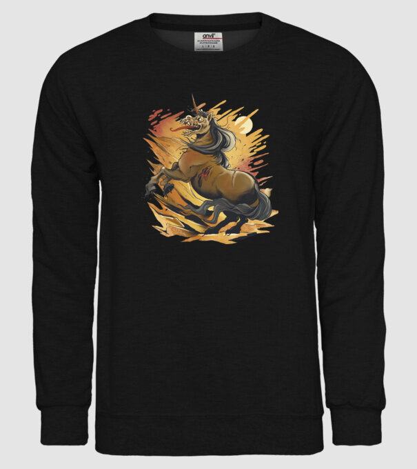 Unicorn Zombie model negru pe tricou