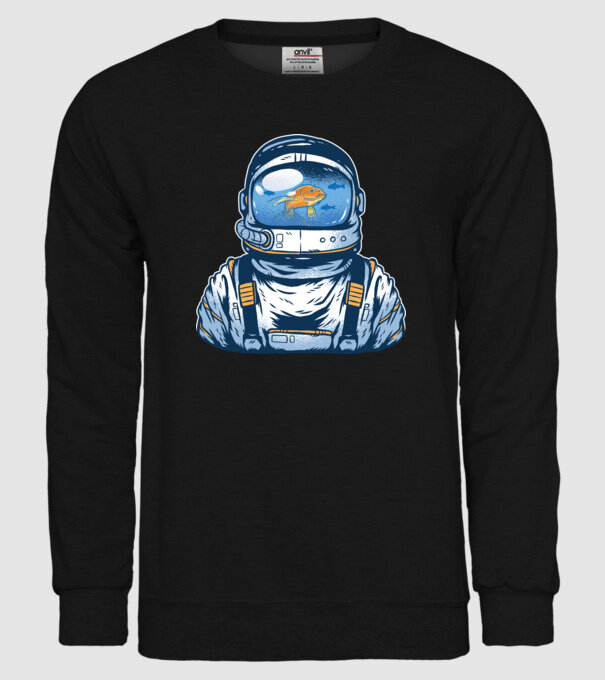 Peștișor auriu Astronaut model negru pe tricou