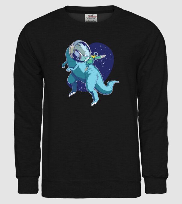 Astronaut Dinozaur T rex model negru pe tricou