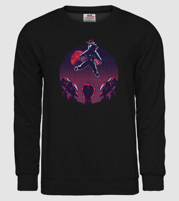 Moș Crăciun Astronaut model negru pe tricou