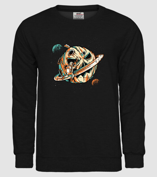 Astronaut cap de dovleac de Halloween model negru pe tricou