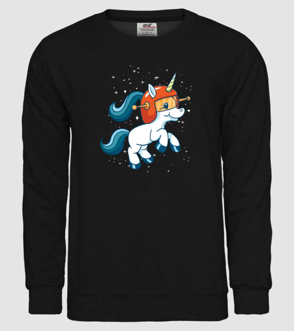 Unicorn Astronaut model negru pe tricou