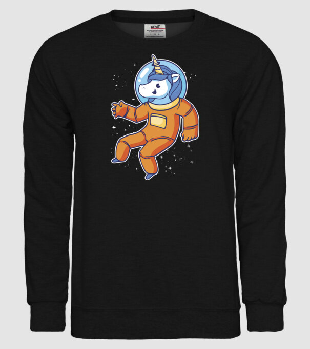Unicorn Astronaut model negru pe tricou