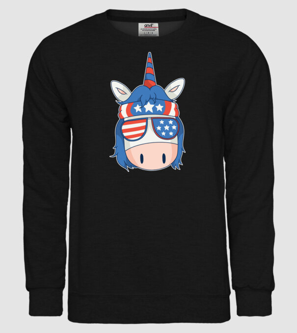 SUA unicorn model negru pe tricou
