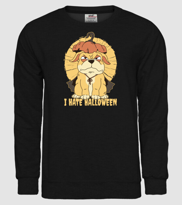 Urăsc Halloween cu câine model negru pe tricou