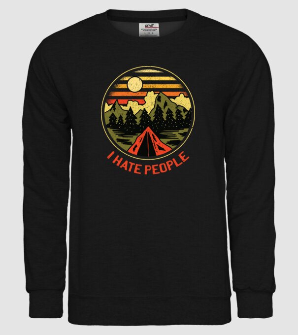 Urăsc oamenii tricou de camping model negru pe tricou