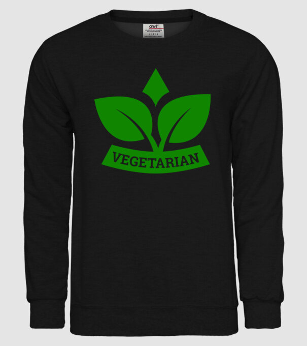 Vegetarian badge 1 model negru pe tricou