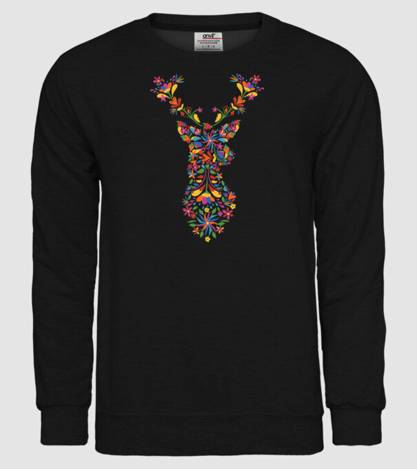 Cerb cu motive florale Floral model negru pe tricou