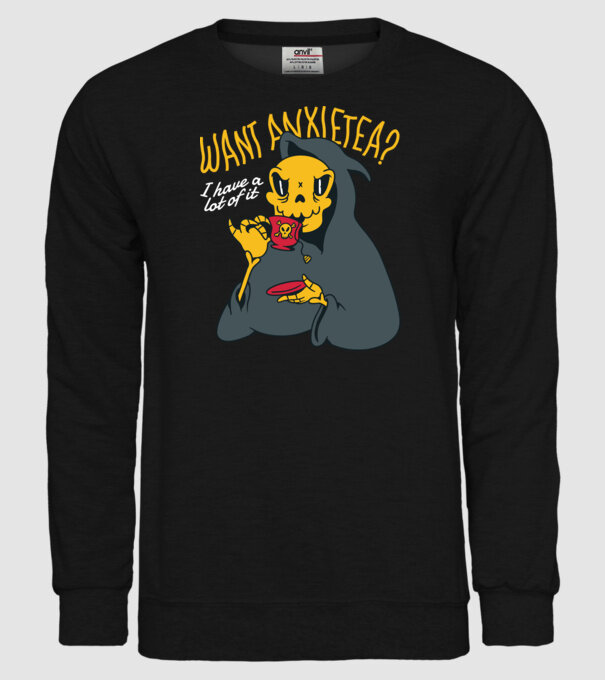 Want Anxietea? model negru pe tricou