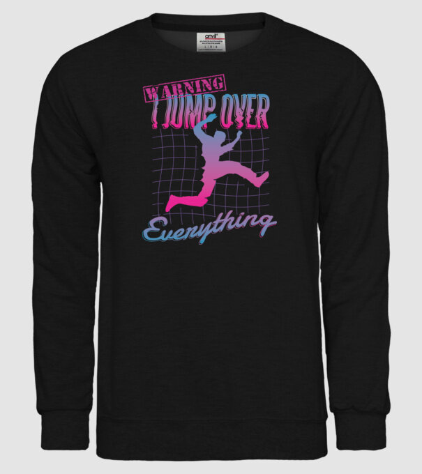 Warning I Jump over everything Parkour model negru pe tricou