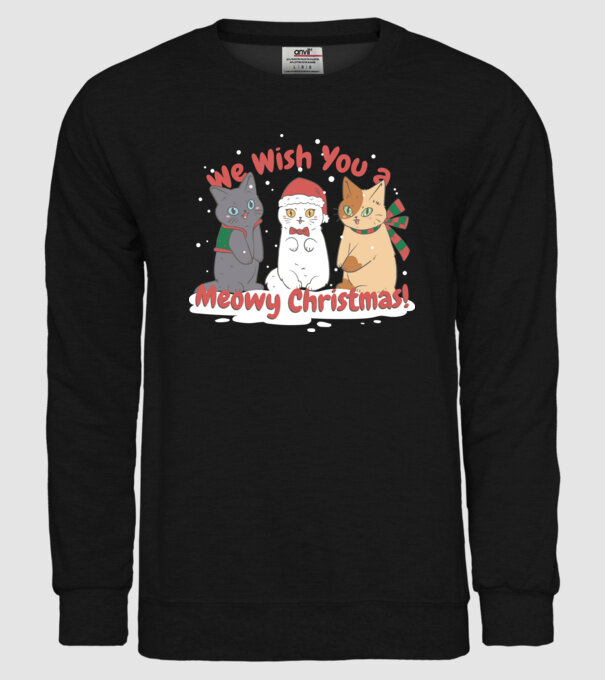 We wish You a Meowy Christmas model negru pe tricou