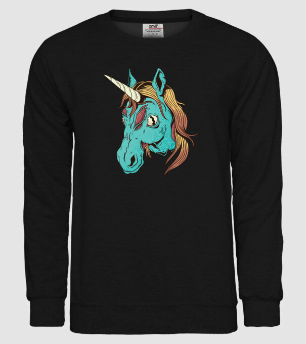 Unicorn Zombie model negru pe tricou