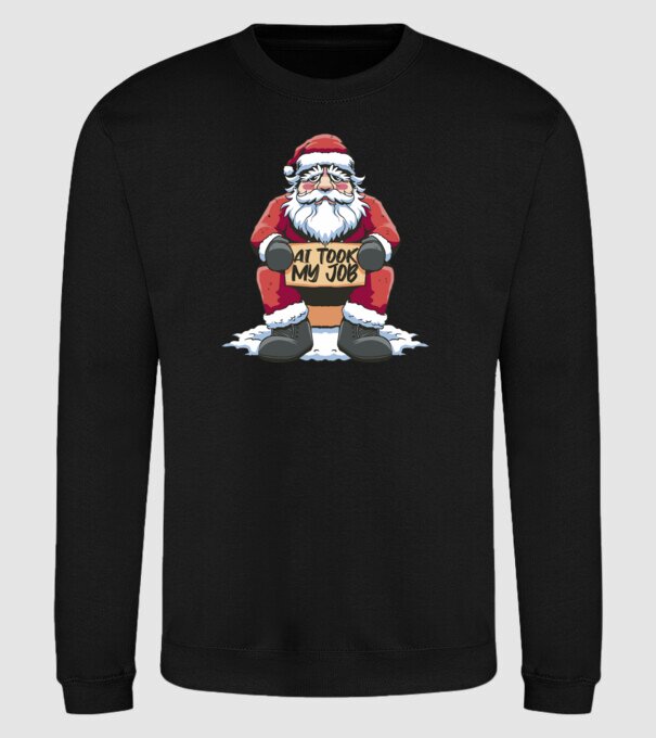 AI took my job Santa model negru pe tricou