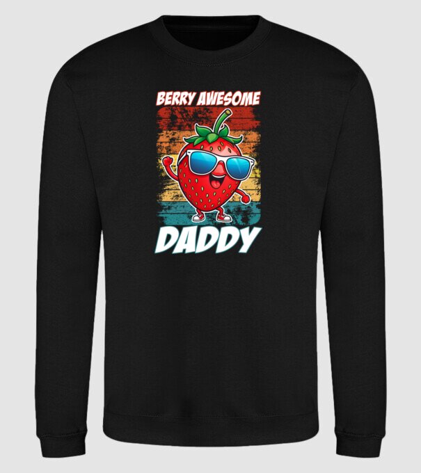 Berry Awesome Daddy Strawberry model negru pe tricou