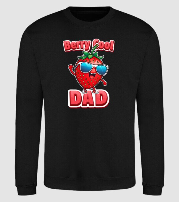 Berry Cool Dad Strawberry model negru pe tricou