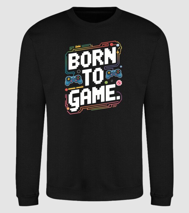Born to Game Pixel Negru model negru pe tricou