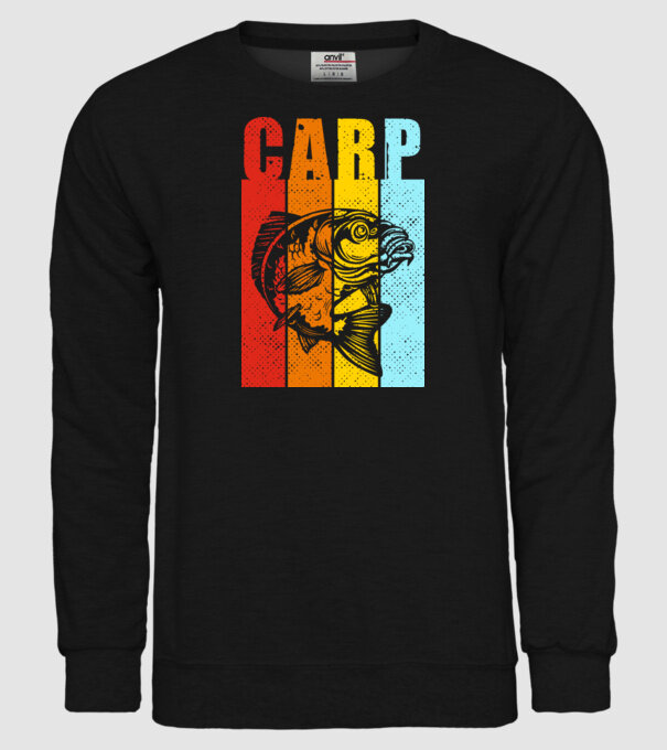 Carp Pescuit model negru pe tricou