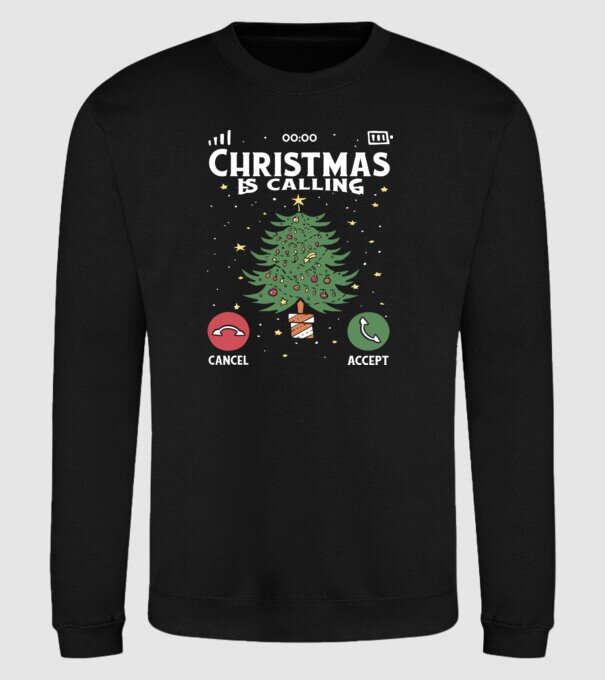 Christmas is calling model negru pe tricou
