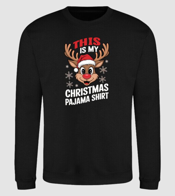Christmas Pajama Reindeer Negru model negru pe tricou