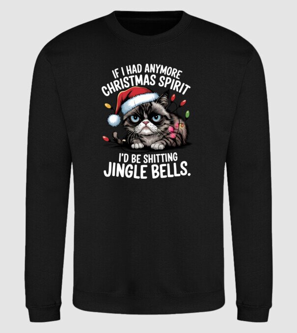 Christmas Spirit Grumpy Cat Negru model negru pe tricou