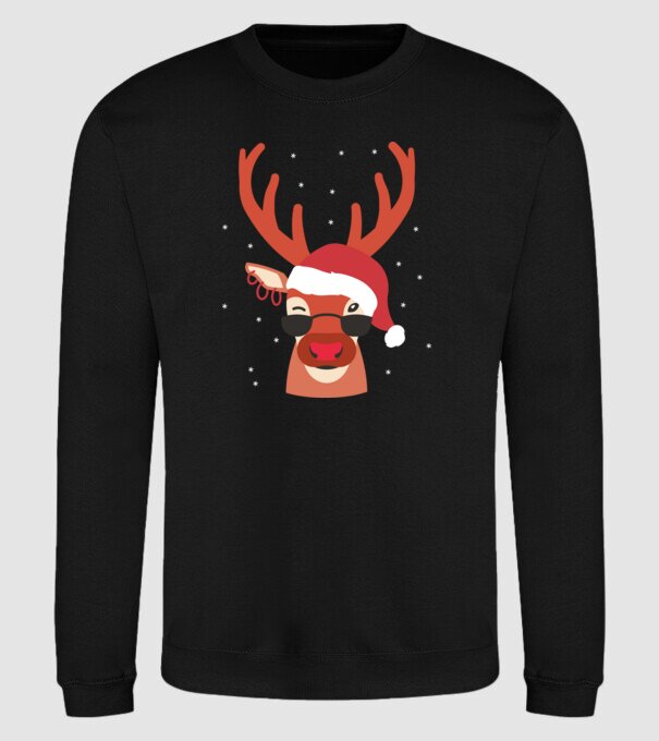 Cool Reindeer Rudolph model negru pe tricou