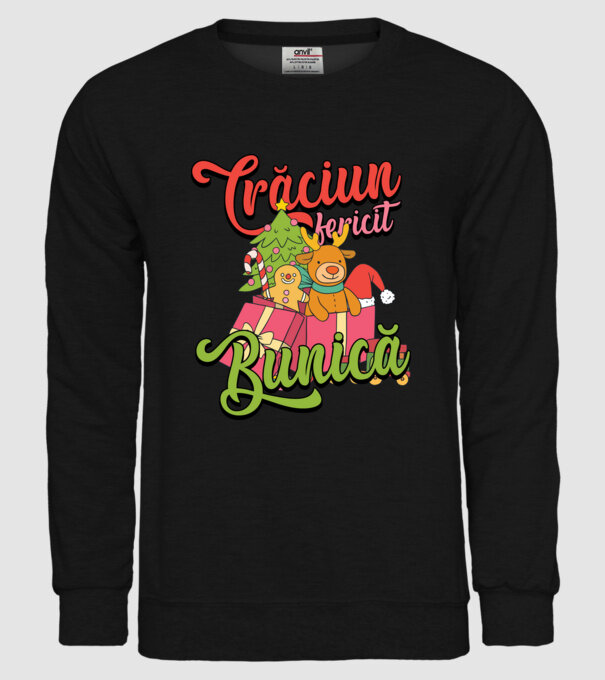 CRĂCIUN FERICIT BUNICĂ model negru pe tricou