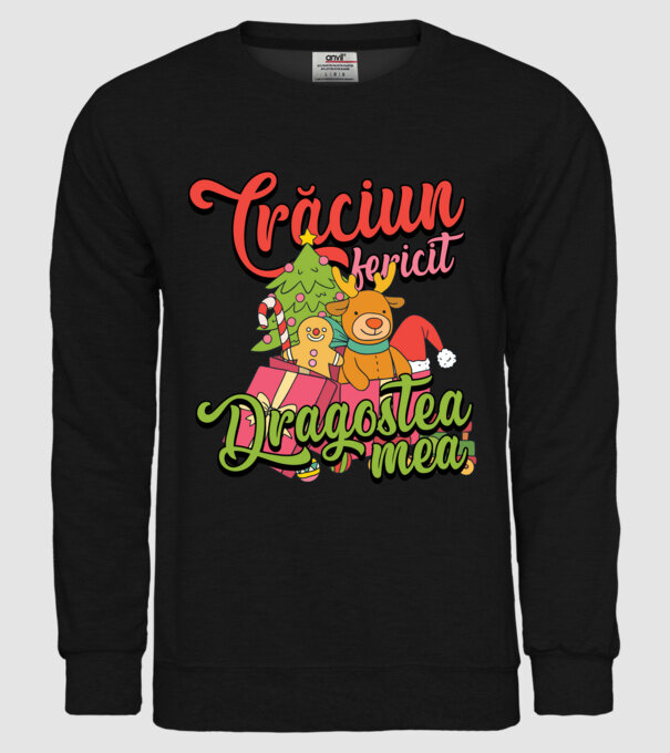 CRĂCIUN FERICIT DRAGOSTEA MEA model negru pe tricou