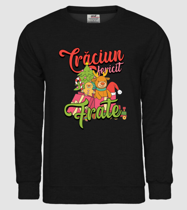 CRĂCIUN FERICIT FRATE / SORĂ model negru pe tricou