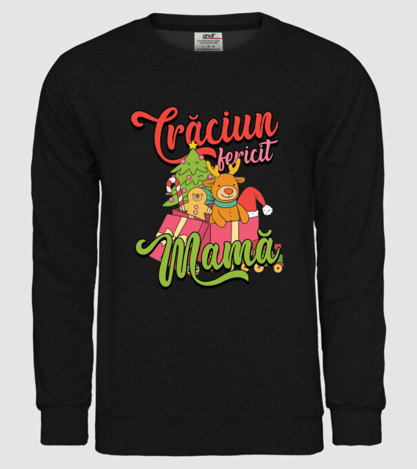 CRĂCIUN FERICIT MAMĂ model negru pe tricou